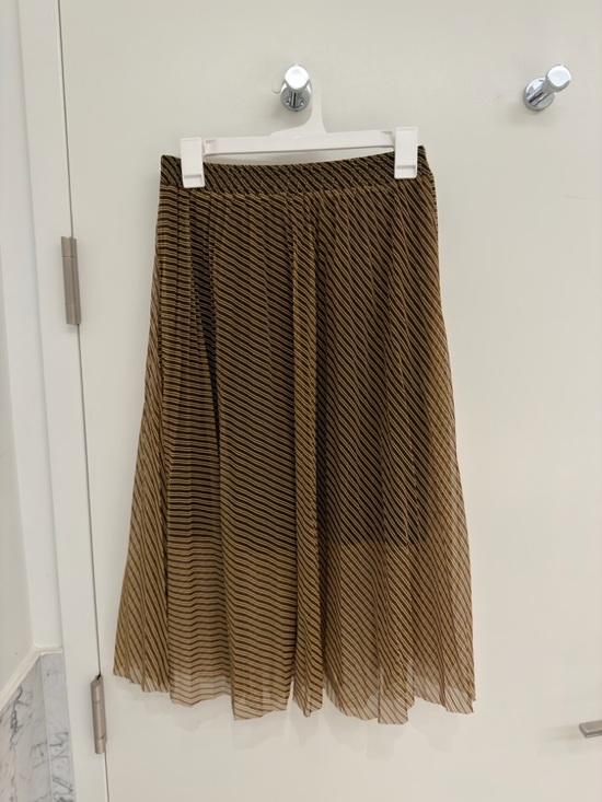 Urban Revivo Dresses & Skirts - Women's Pleated Midi Skirt in Brown Stripe
